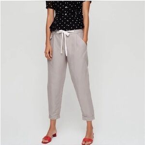 Aritzia Wilfred Linen Allant Tie Front Trouser Pant Grey Size 2